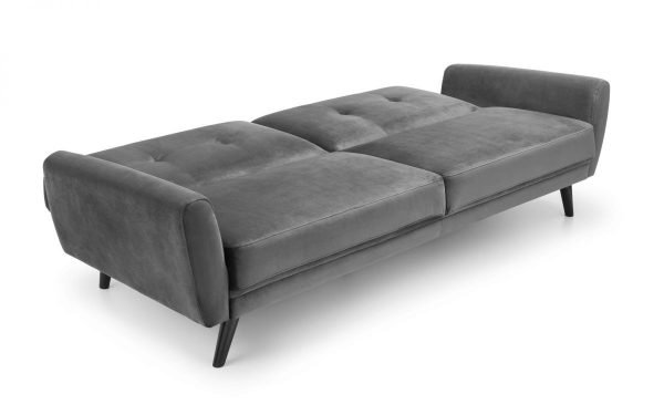 monza grey velvet sofabed open high angle