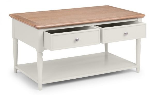 provence 2 drawer coffee table open