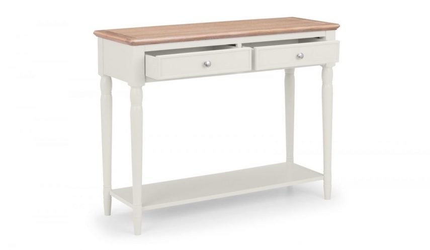 provence 2 drawer console table open