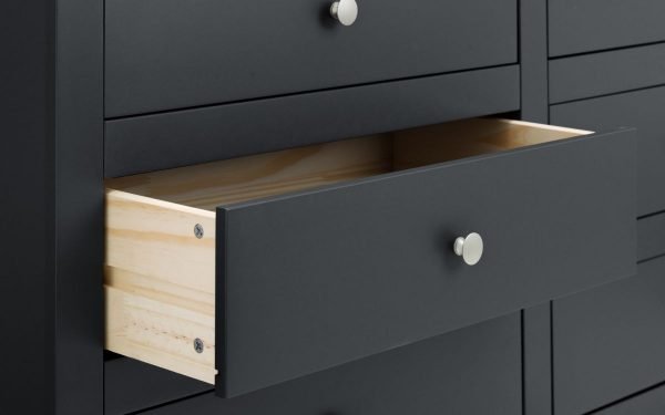radley anthracite 6 drawer chest drawer detail open