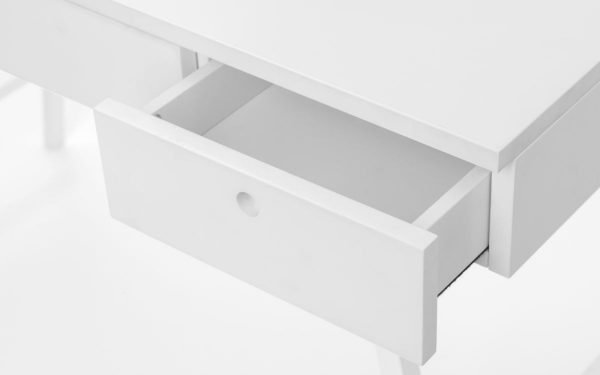 trianon white desk open drawer detail