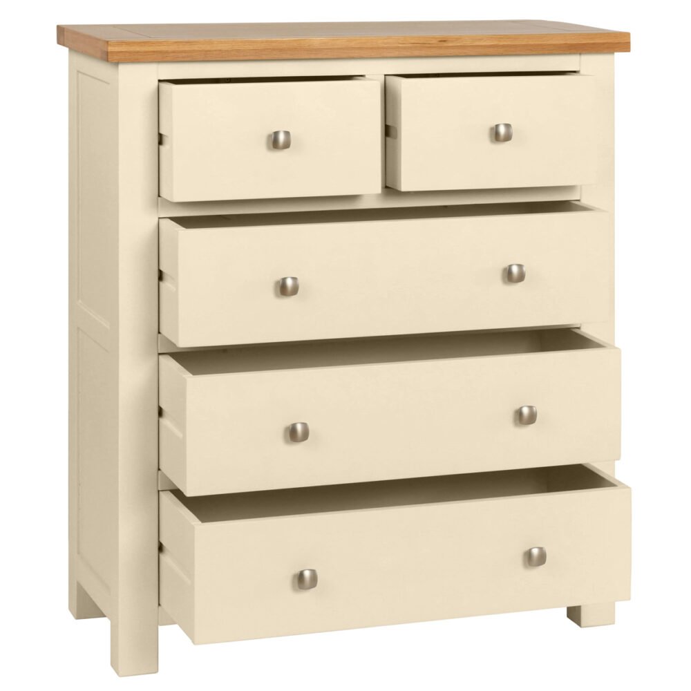 DPTPI painted drawer chest bedroom storage oak top ivory open x c default