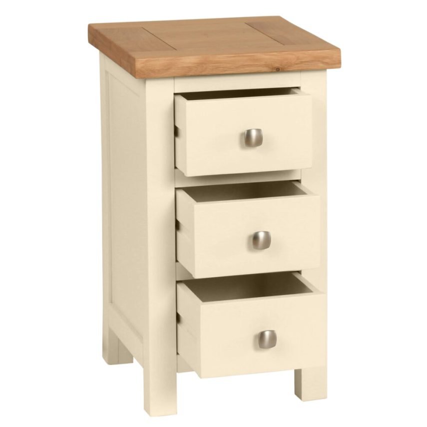 DPTPI painted compact small drawer bedside bedroom storage oak top ivory open x c default