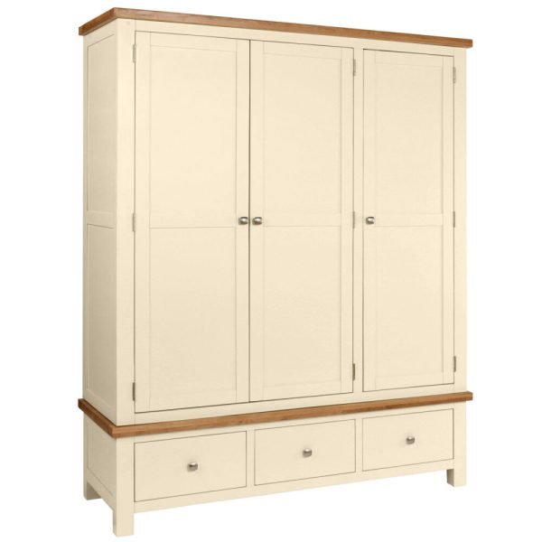 DPTPI painted triple door wardrobe drawers storage bedroom oak top ivory x c default