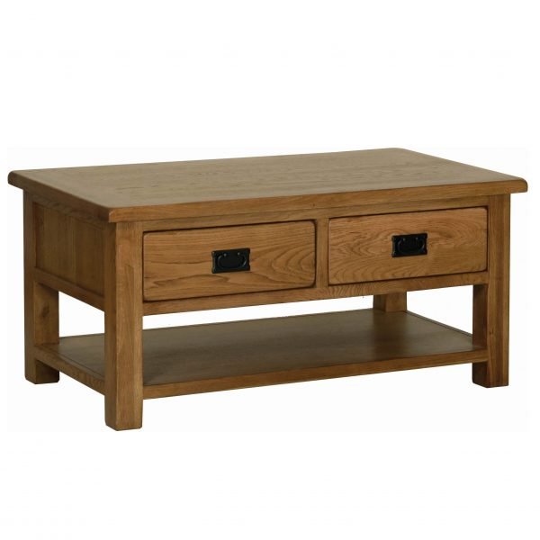 Devonshire Rustic Oak 2 Drawer Coffee Table scaled