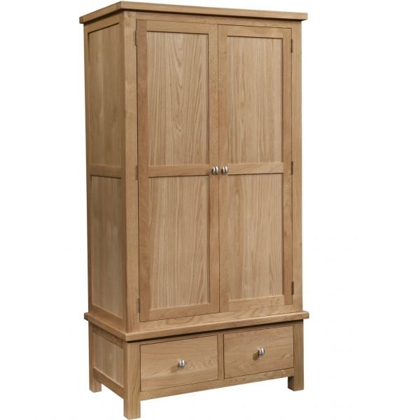 Dorset Oak Gents Wardrobe With 2 Drawers