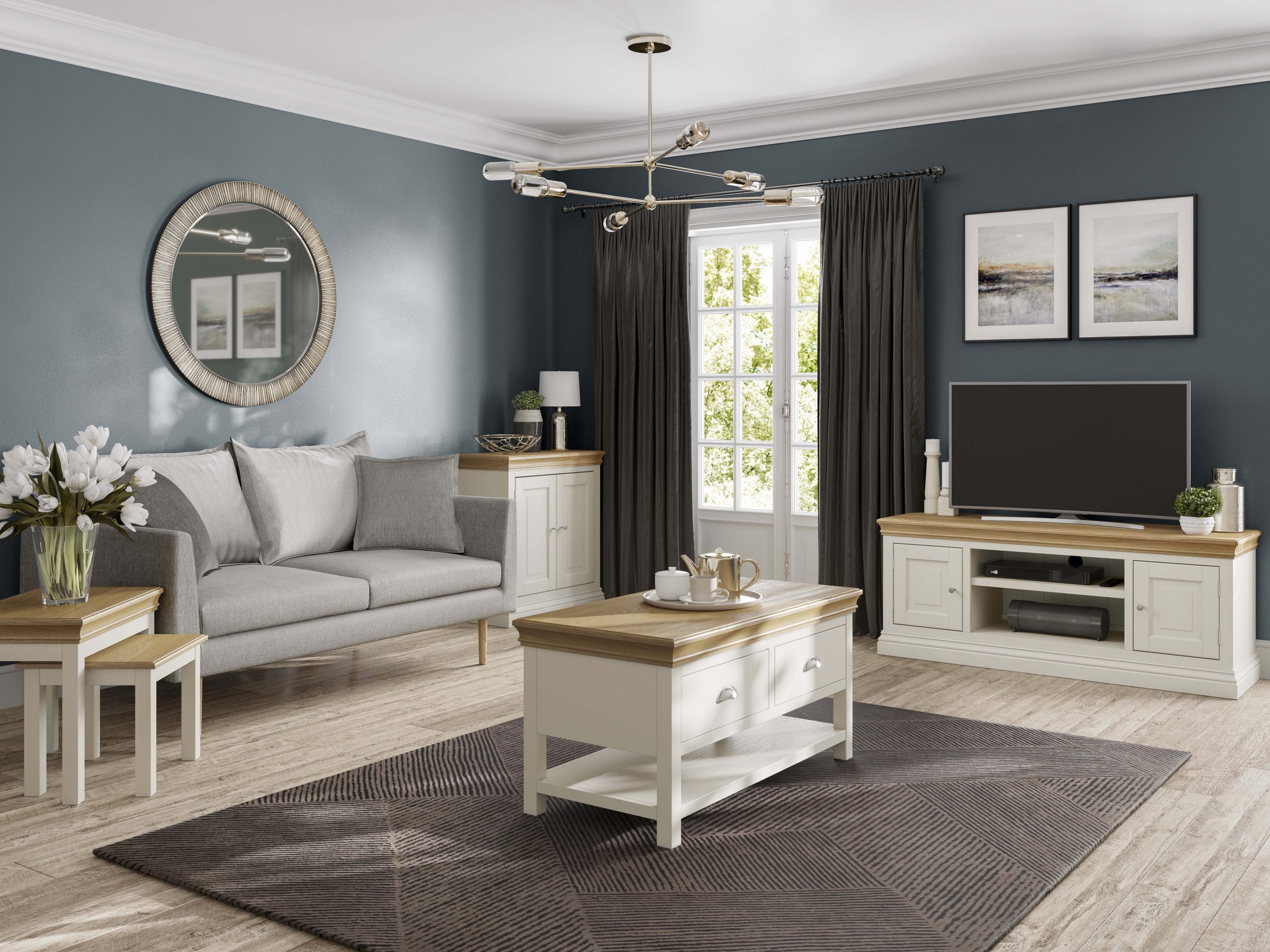 Grey and oak furniture living deals room