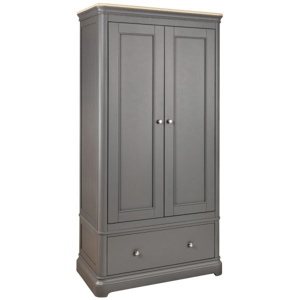 Pebble Double Wardrobe With Drawer