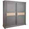 PEB034 sliding door double wardrobe with shelves bedroom painted grey