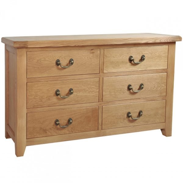 Somerset Oak 6 Drawer Wide Chest scaled