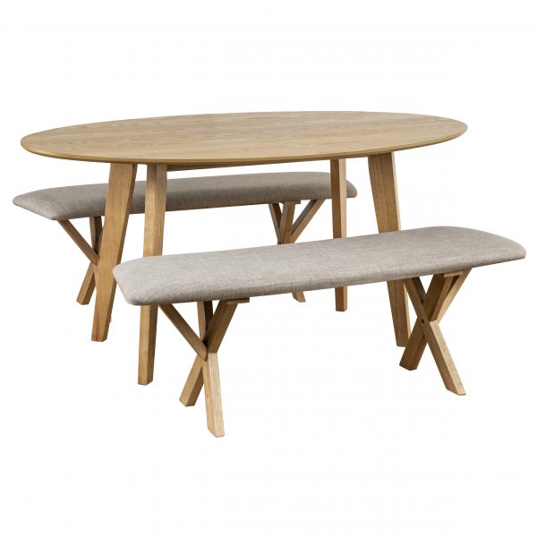Venice Oval Dining Table + 2 Bench Set