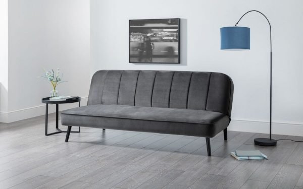 miro grey velvet closed roomset