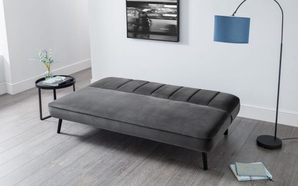 miro grey velvet open roomset