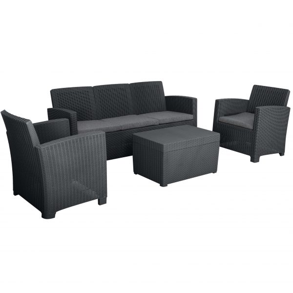 Faro 5 Seat Piece Lounge Set - Black