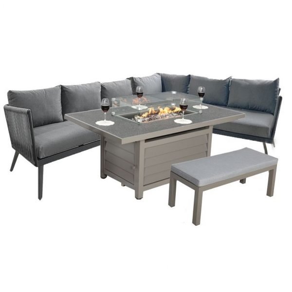 Milan 8 Seat Corner Fire Pit Set