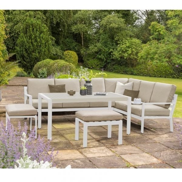 Titchwell Corner Sofa Set With Standard Table White