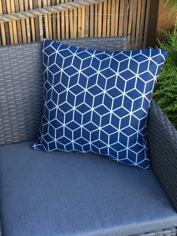 2 Blue Geometric Scatter Cushions life 1 scaled