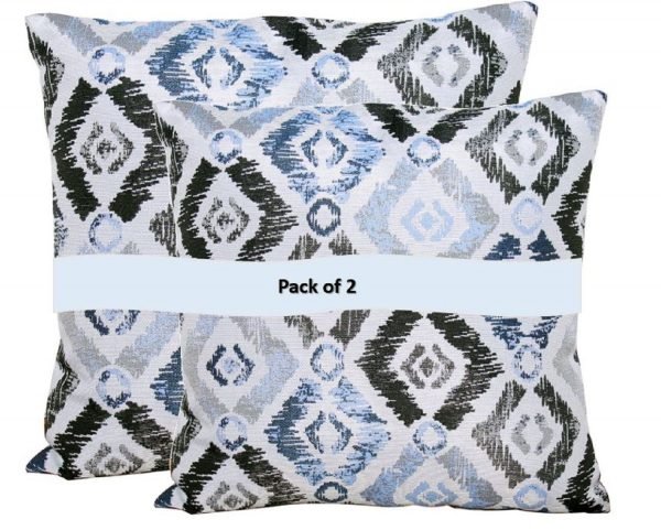 2 Blue Geometric Scatter Cushions pack