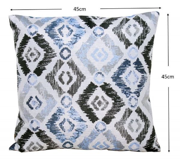 2 Blue Geometric Scatter Cushions size