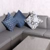 2 Blue Geometric Scatter Cushions sofa