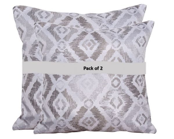 2 Grey Fleur Patterned Scatter Cushions pack