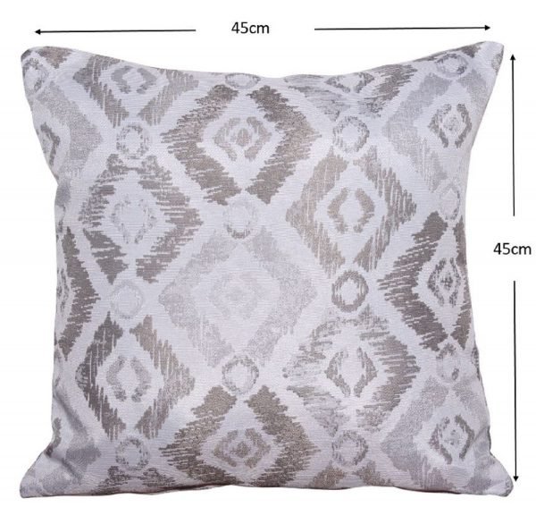 2 Grey Fleur Patterned Scatter Cushions size