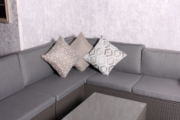 2 Grey Fleur Patterned Scatter Cushions sofa