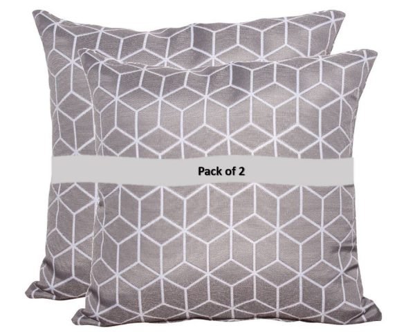 2 Grey Geometric Scatter Cushions pack
