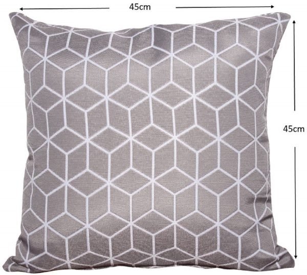 2 Grey Geometric Scatter Cushions size