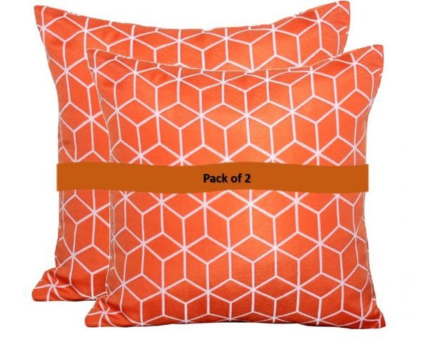 2 Orange Geometric Scatter Cushions pack