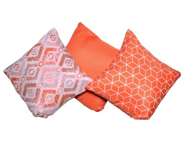 2 Orange fleur patterned Scatter Cushions group scaled