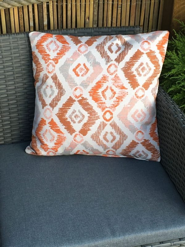 2 Orange fleur patterned Scatter Cushions life scaled