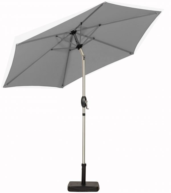 2.5M Brushed Aluminium Crank and Tilt Parasol Grey tilt