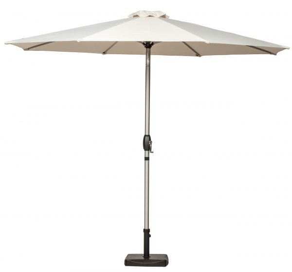 3M Brushed Aluminium Crank and Tilt Parasol Ivory front scaled