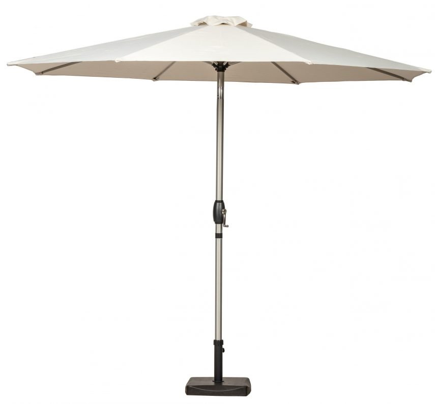 3M Brushed Aluminium Crank and Tilt Parasol Ivory front scaled