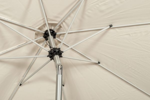 3M Brushed Aluminium Crank and Tilt Parasol Ivory inside