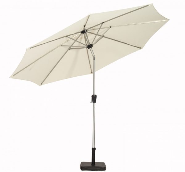 3M Brushed Aluminium Crank and Tilt Parasol Ivory scaled