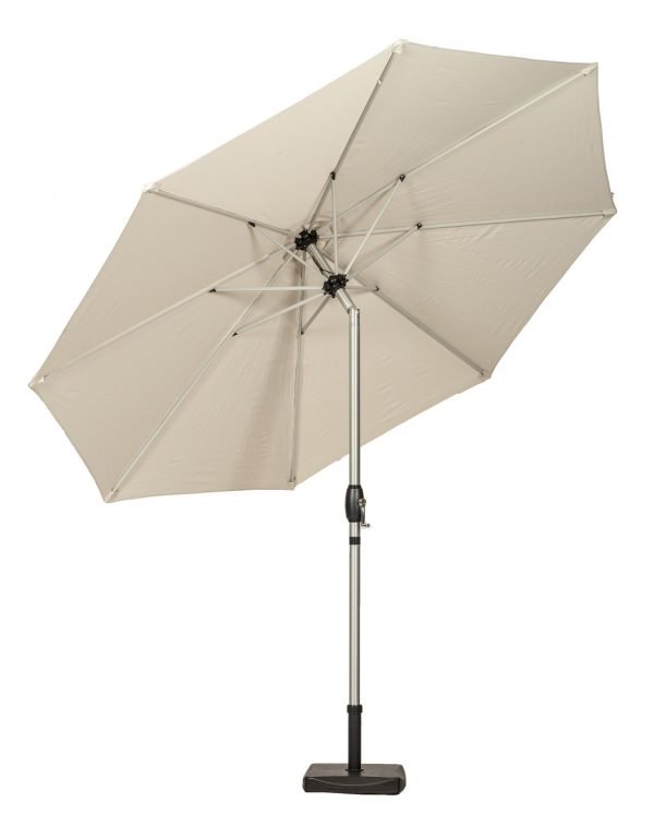 3M Brushed Aluminium Crank and Tilt Parasol Ivory tilt