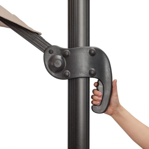 3m x 3m Square Cantilever parasol Grey 100kg base handle