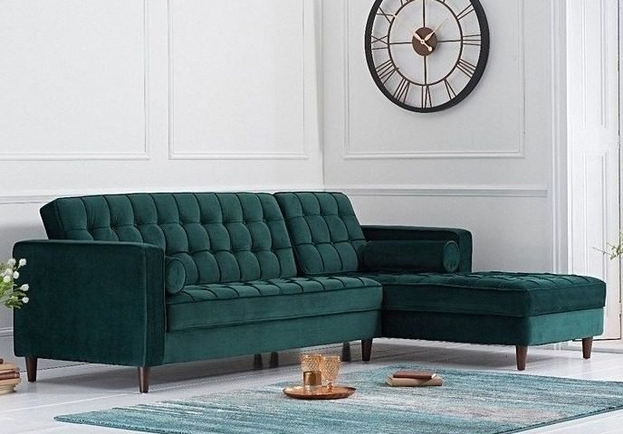 Anneliese Green Velvet Sofa
