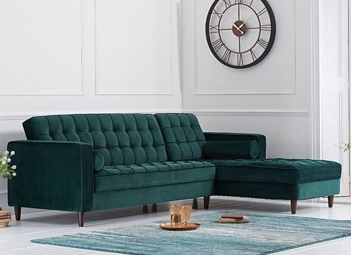 Anneliese Green Velvet Sofa
