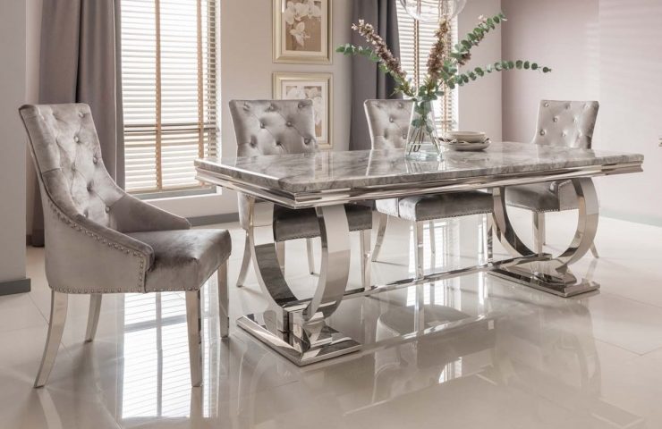 Arianna Grey Marble Dining Table – 200cm