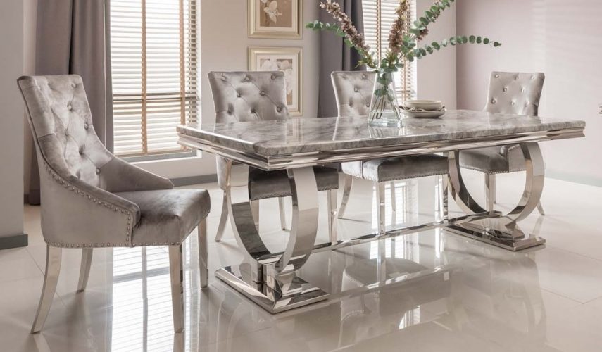 Arianna Grey Marble Dining Table – 200cm