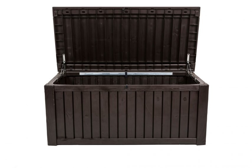 Keter Rockwood Storage Box Brown open