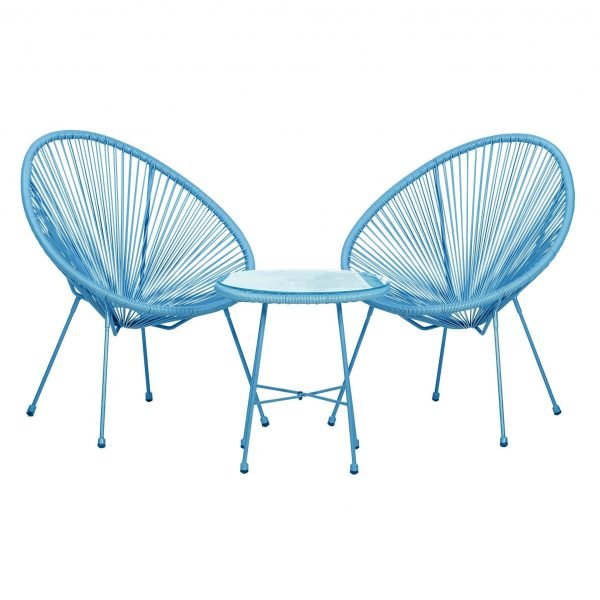 MONACO Blue 3pc Egg Chair Set