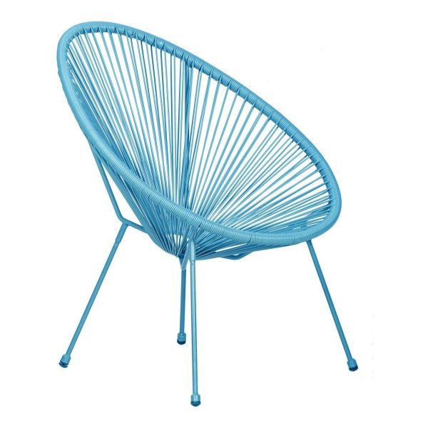 MONACO Blue 3pc Egg Chair Set Side