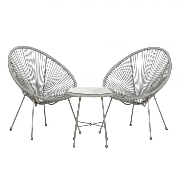 MONACO Grey 3pc Egg Chair Set