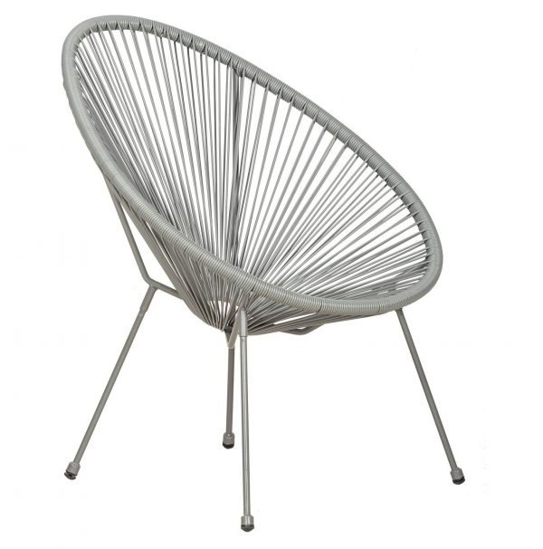 MONACO Grey 3pc Egg Chair Set chair side