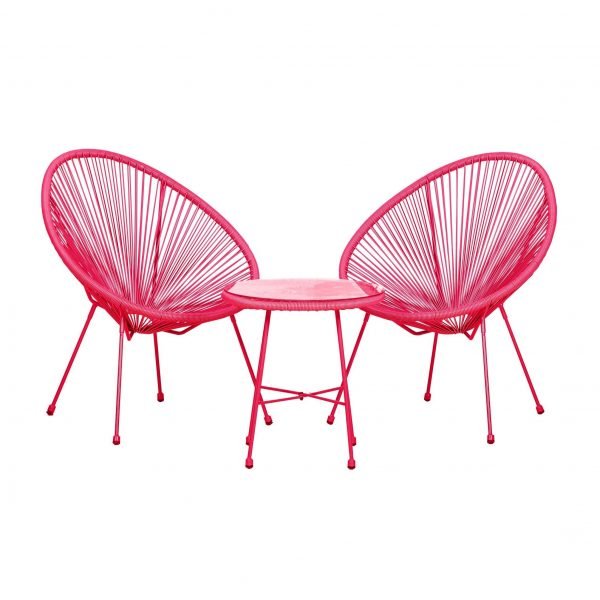 MONACO Pink 3pc Egg Chair Set