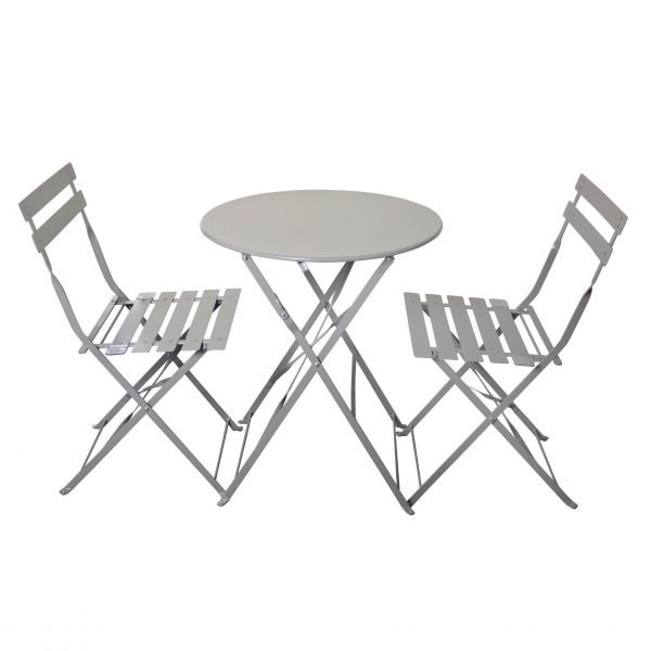 Padstow Folding Bistro Set Grey scaled